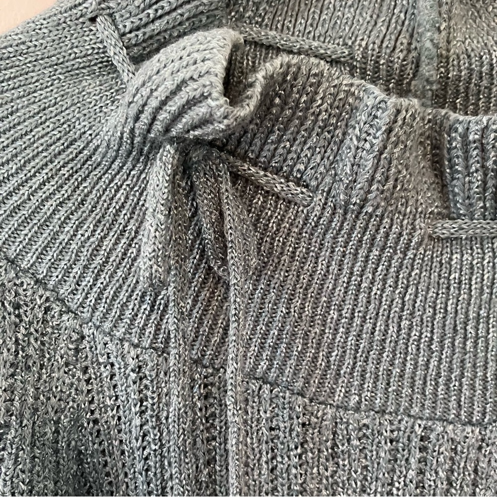 VTG Women’s 90s Pandora Blue Metallic Sweater Ruffled Edge 3/4 Sleeve Sz. S - Picture 4 of 9